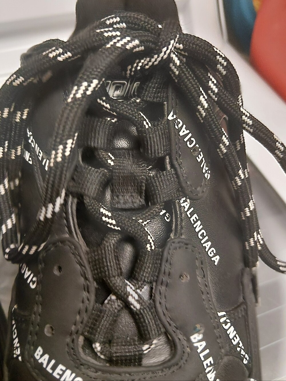 Balenciaga Black Triple S Lace-Up allover Logo Sneakers(Yes Their Real!!!) - Picture 2 of 16